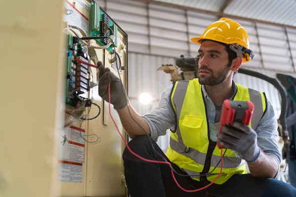 An electrician doing some tests on equipment