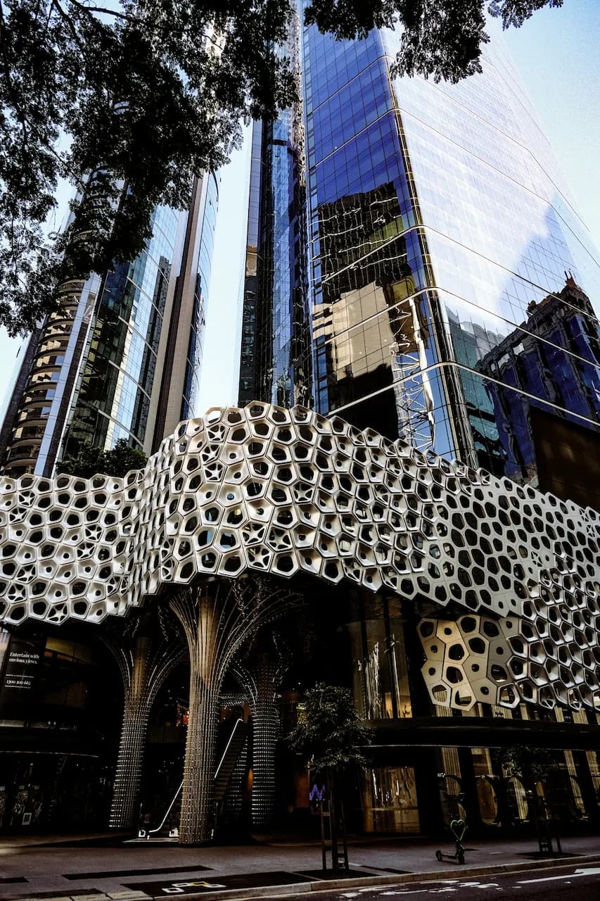A modern glass building in Brisbane