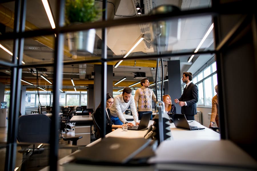 Business people discussing in a modern office